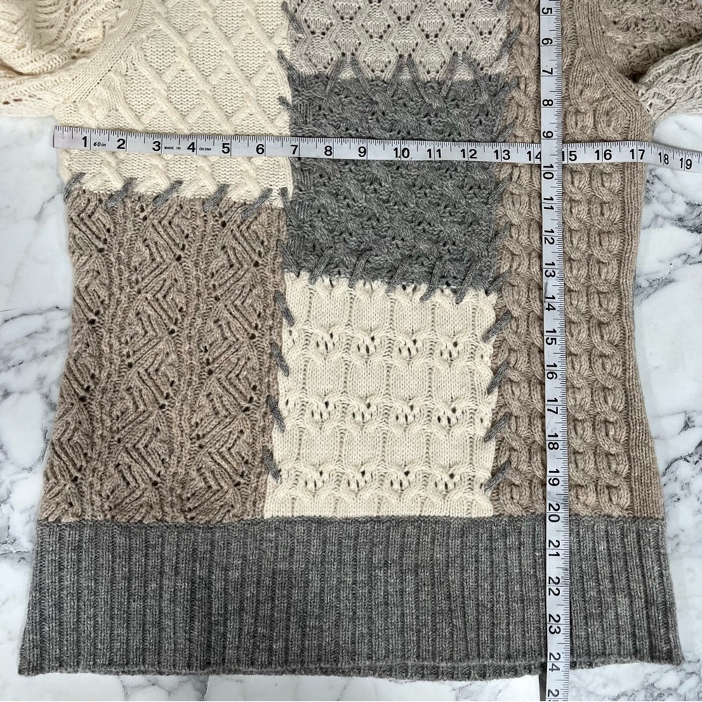 Sundance Lambswool Patchwork Saco Sweater Tan Gra… - image 7